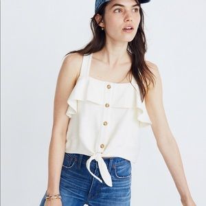 Madewell Texture & Thread Ruffle Tie Front Tank XS